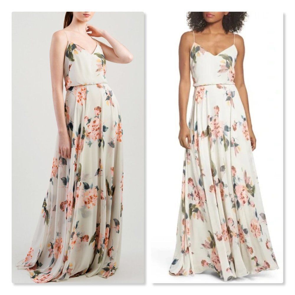 NEW! Jenny Yoo Inesse Oahana Floral Chiffon Dress size 10